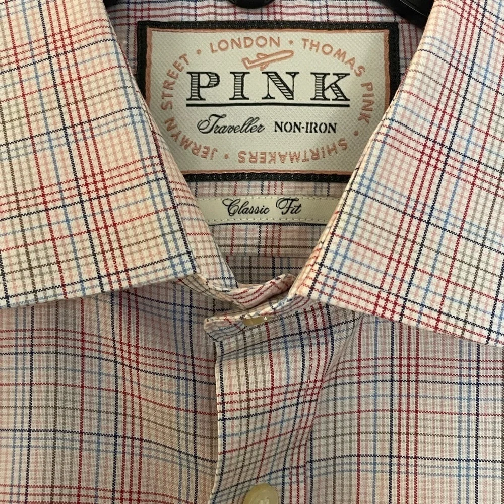 Thomas Pink Traveller Classic Fit Men's Button-Down Shirt. Size 16 1/2 - 35